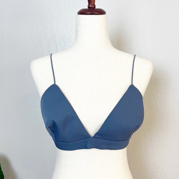 •MESHKI• Cynthia Triangle Bralette in Steel Blue Size Large Minimalist - Picture 2 of 16